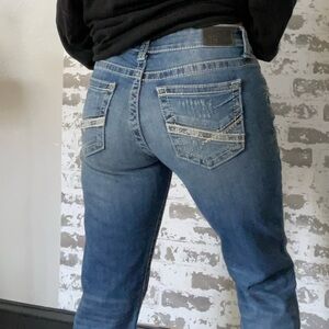 BKE Stella Bootcut Jeans Distressed Pocket Light to Medium Wash Size 30L